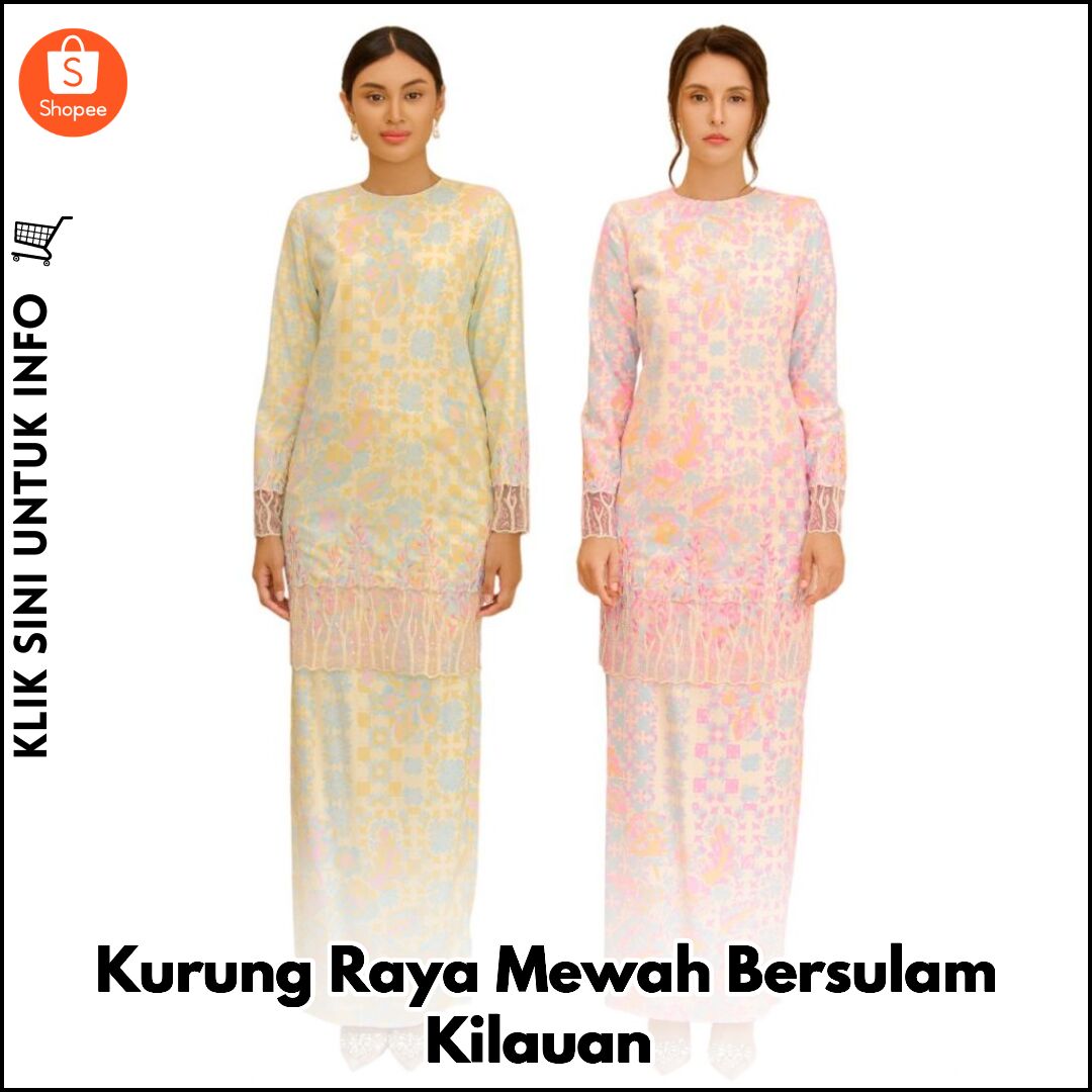 Kurung Raya Mewah Bersulam Kilauan