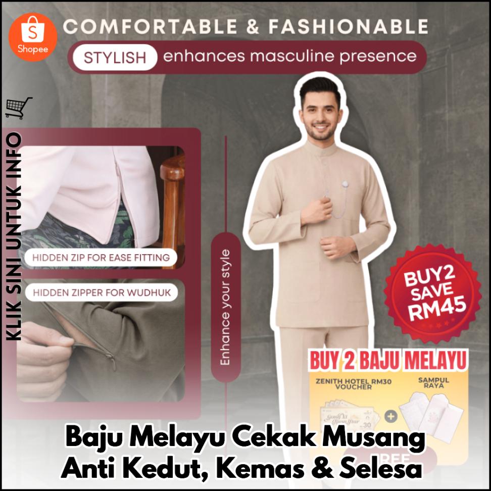 Baju Melayu Cekak Musang Anti Kedut, Kemas & Selesa