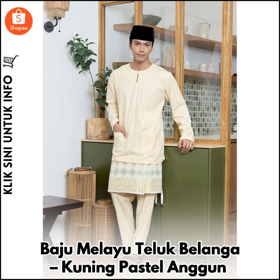 Baju Melayu Teluk Belanga – Kuning Pastel Anggun