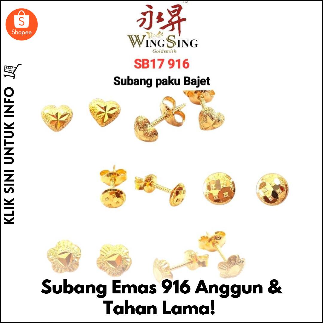 Subang Emas 916 Anggun & Tahan Lama!