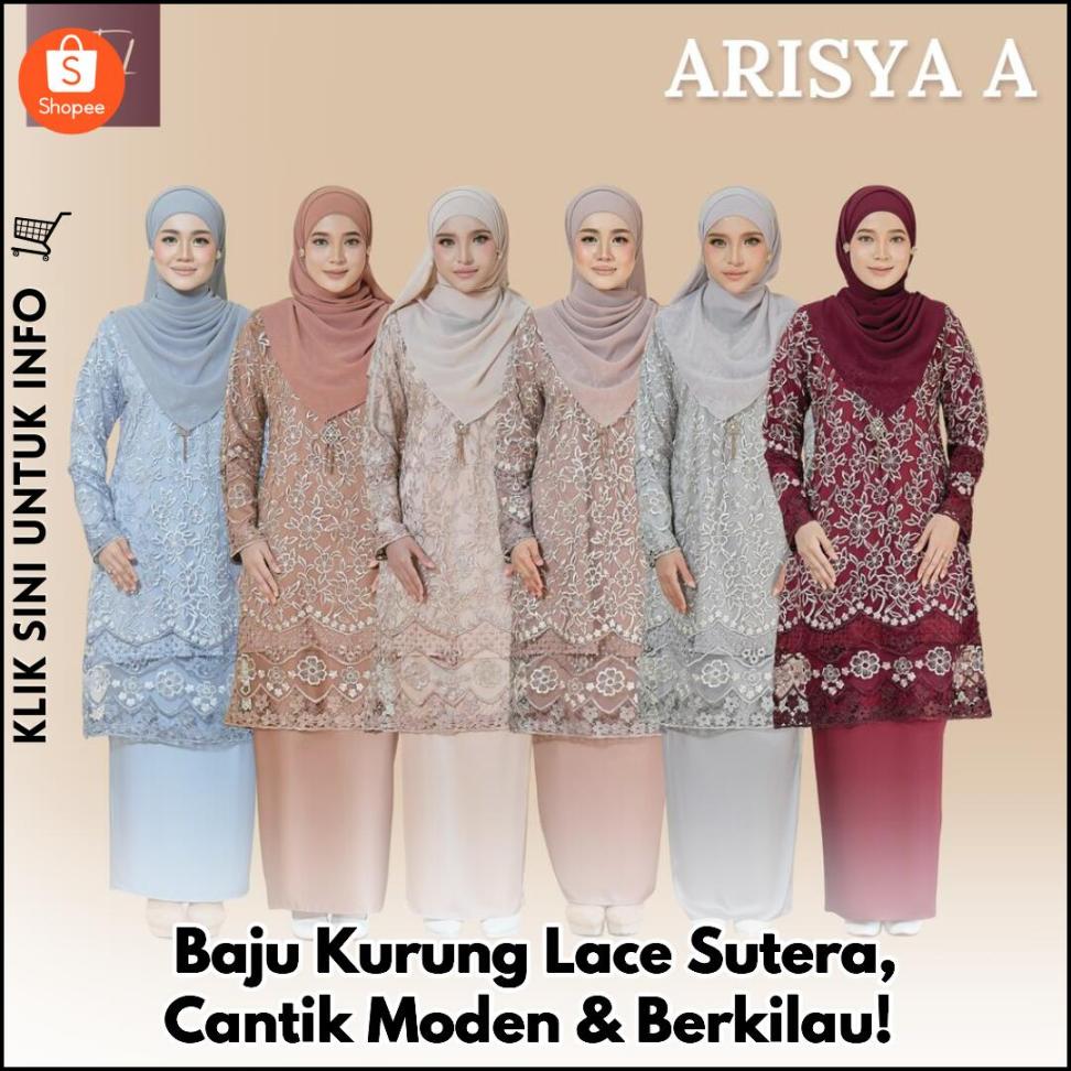 Baju Kurung Lace Sutera, Cantik Moden & Berkilau!