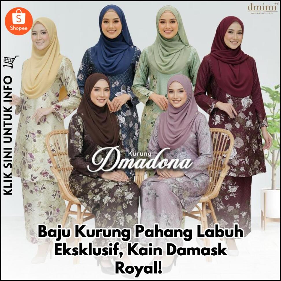 Baju Kurung Pahang Labuh Eksklusif, Kain Damask Royal!