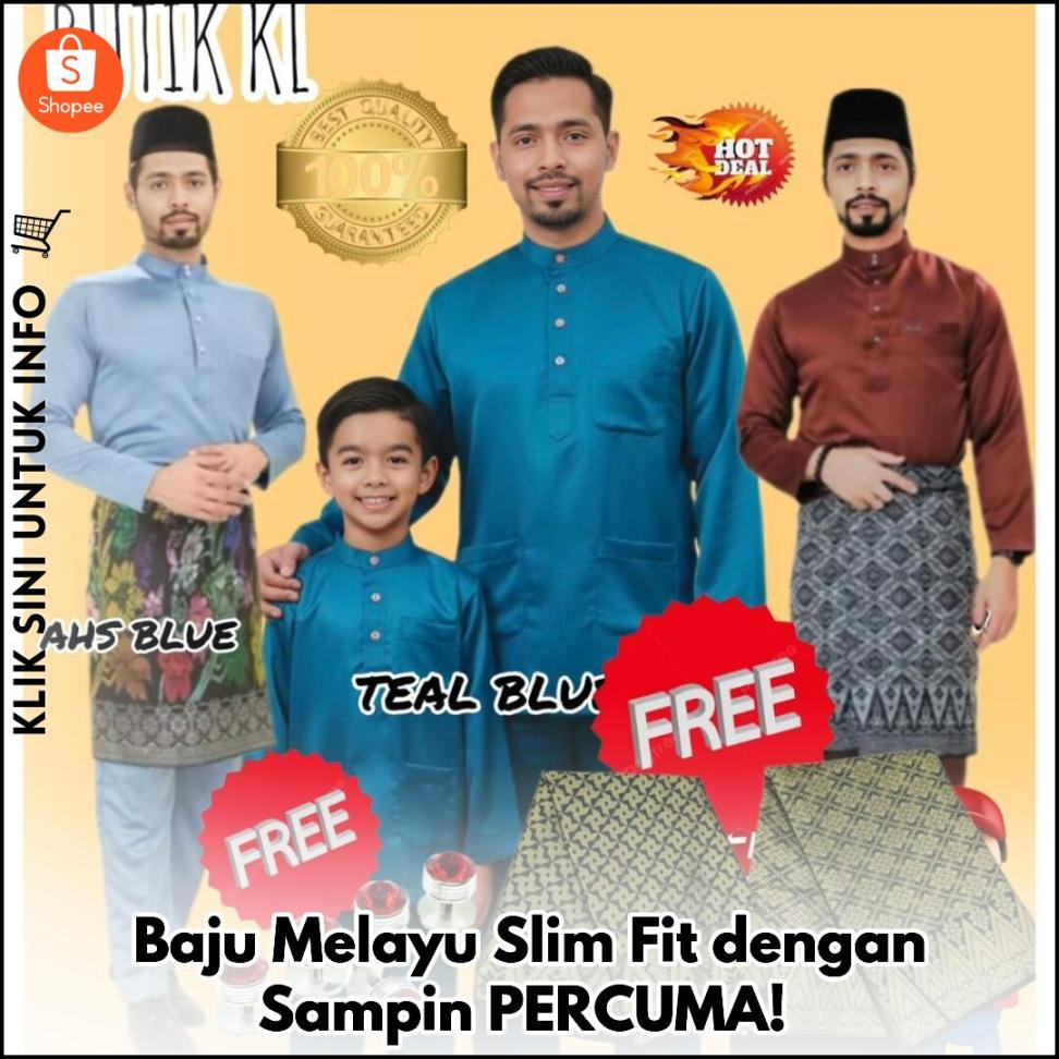 Baju Melayu Slim Fit dengan Sampin PERCUMA!