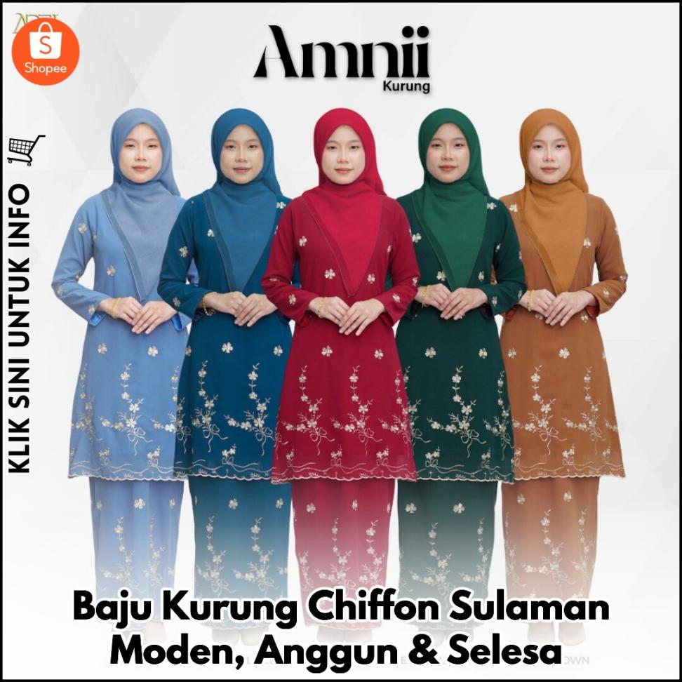 Baju Kurung Chiffon Sulaman Moden, Anggun & Selesa
