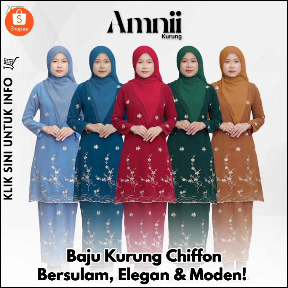 Baju Kurung Chiffon Bersulam, Elegan & Moden!