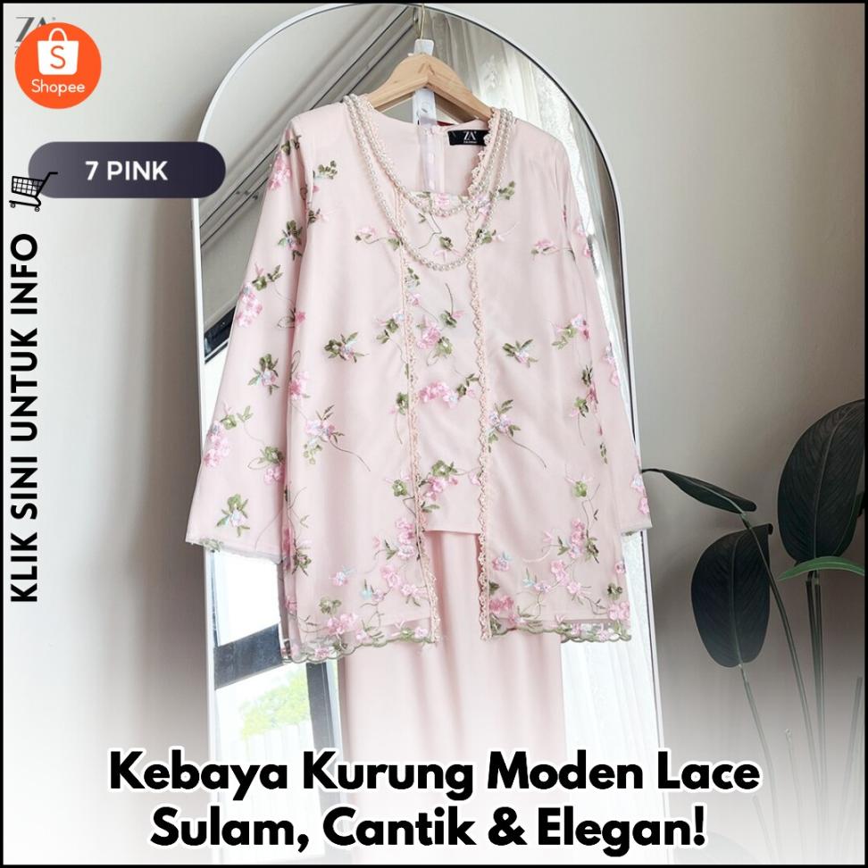 Kebaya Kurung Moden Lace Sulam, Cantik & Elegan!