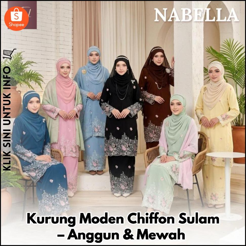 Kurung Moden Chiffon Sulam – Anggun & Mewah