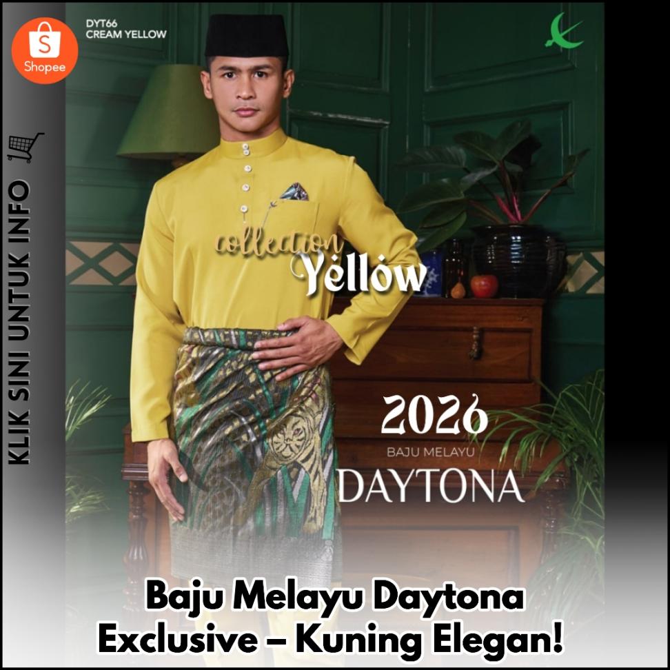 Baju Melayu Daytona Exclusive – Kuning Elegan!