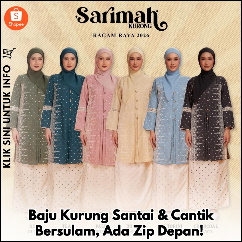 Baju Kurung Santai & Cantik Bersulam, Ada Zip Depan!