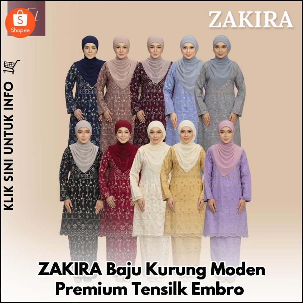 ZAKIRA Baju Kurung Moden Premium Tensilk Embro