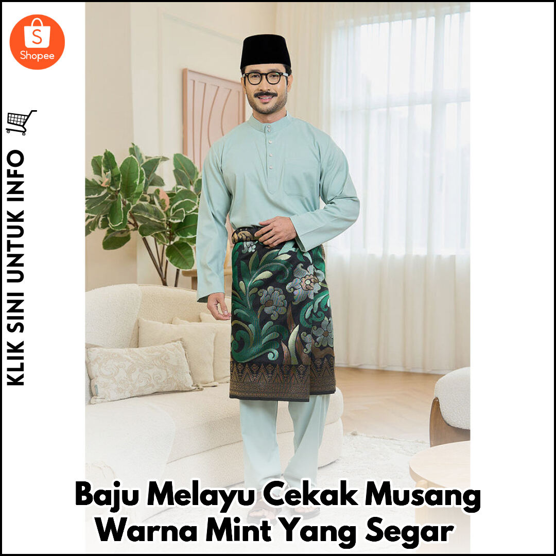 Baju Melayu Cekak Musang Warna Mint Yang Segar