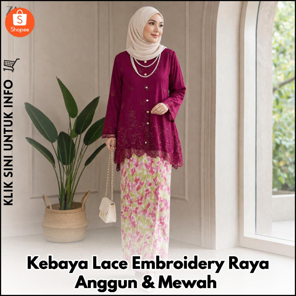 Kebaya Lace Embroidery Raya Anggun & Mewah
