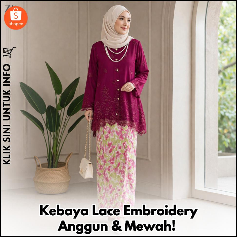 Kebaya Lace Embroidery Anggun & Mewah!