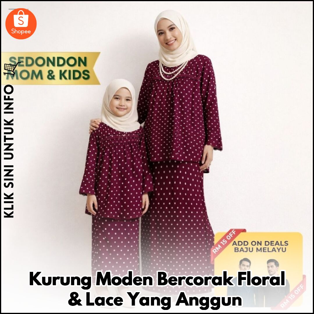 Kurung Moden Bercorak Floral & Lace Yang Anggun