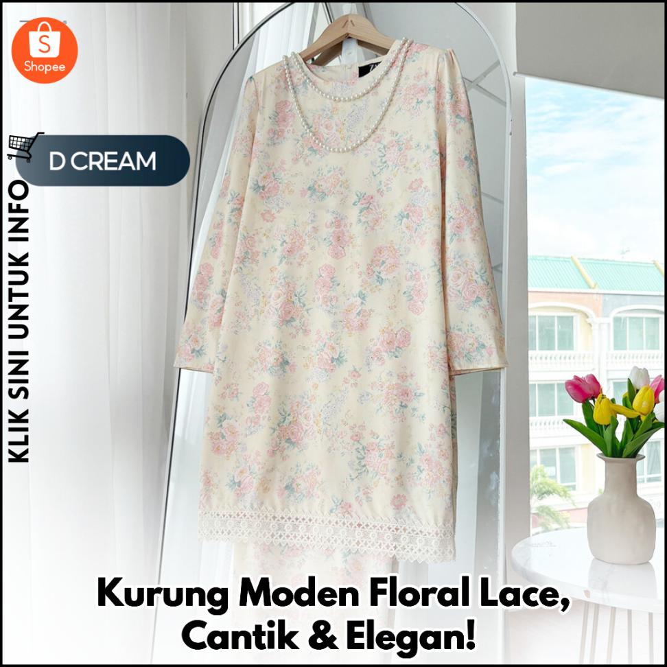 Kurung Moden Floral Lace, Cantik & Elegan!