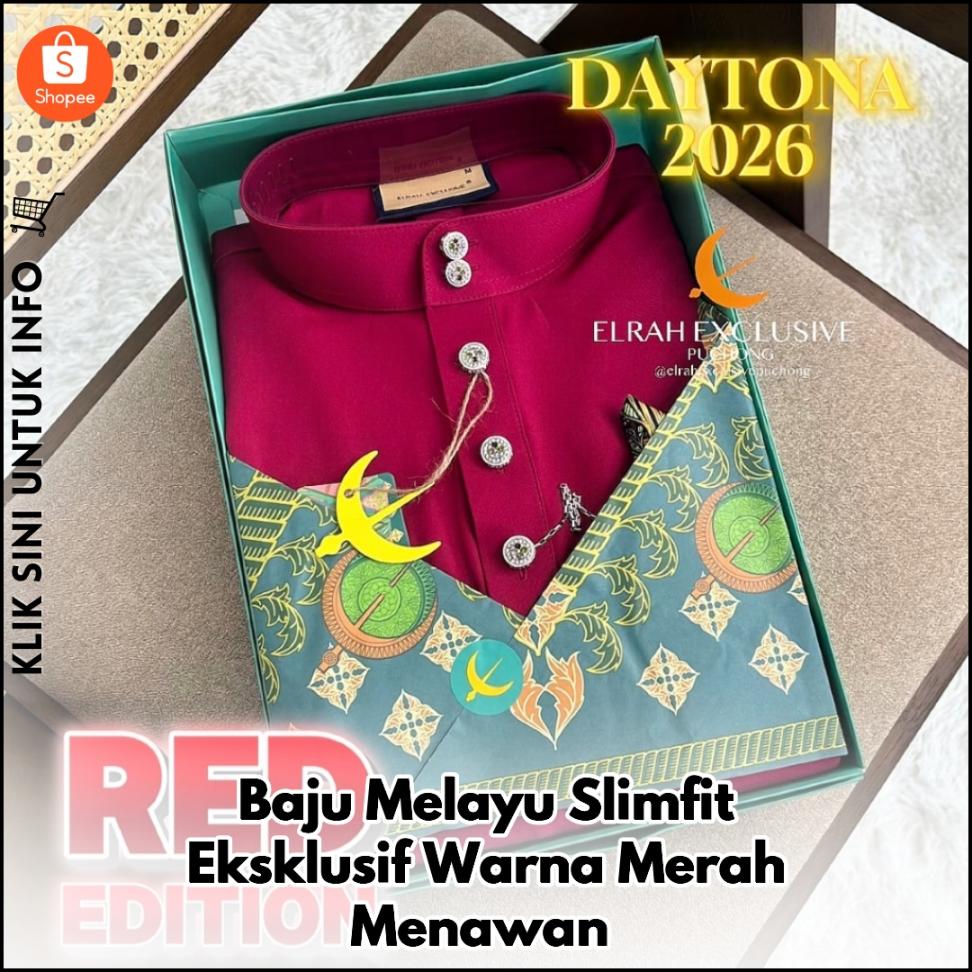 Baju Melayu Slimfit Eksklusif Warna Merah Menawan
