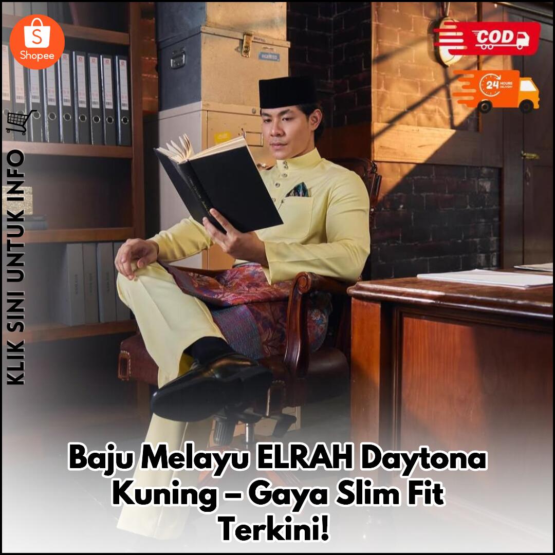 Baju Melayu ELRAH Daytona Kuning – Gaya Slim Fit Terkini!