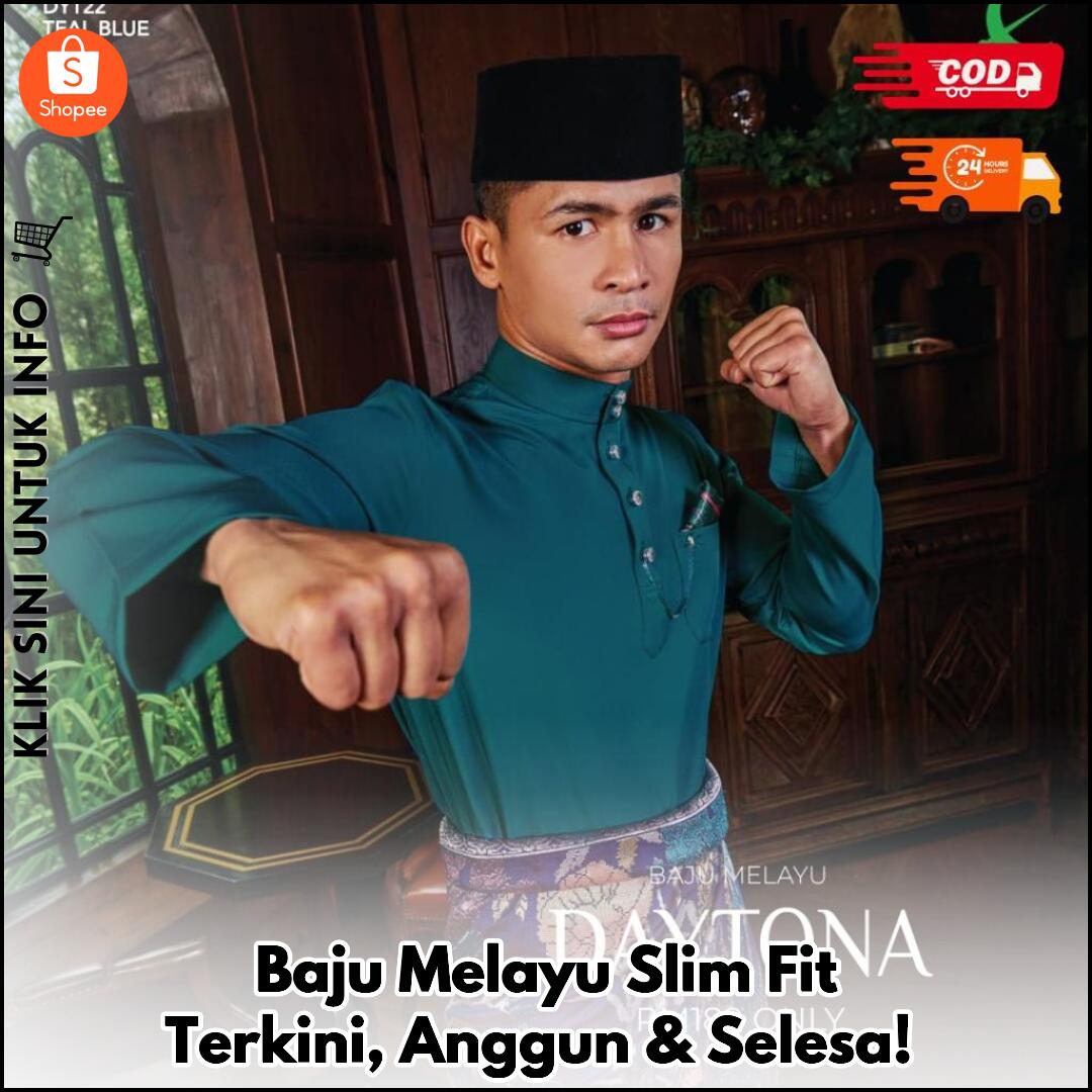 Baju Melayu Slim Fit Eksklusif Warna Biru