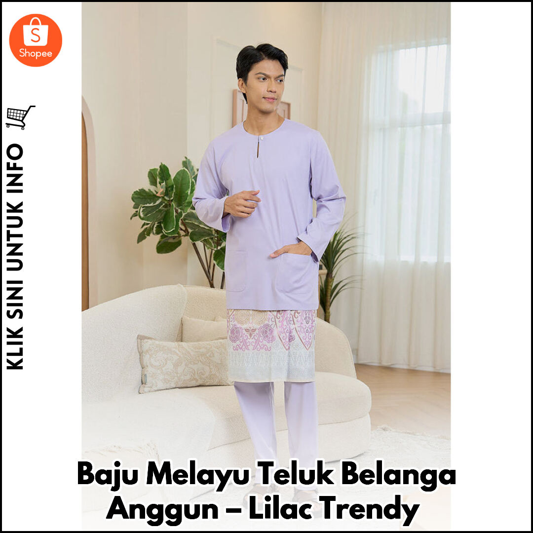 Baju Melayu Teluk Belanga Anggun – Lilac Trendy