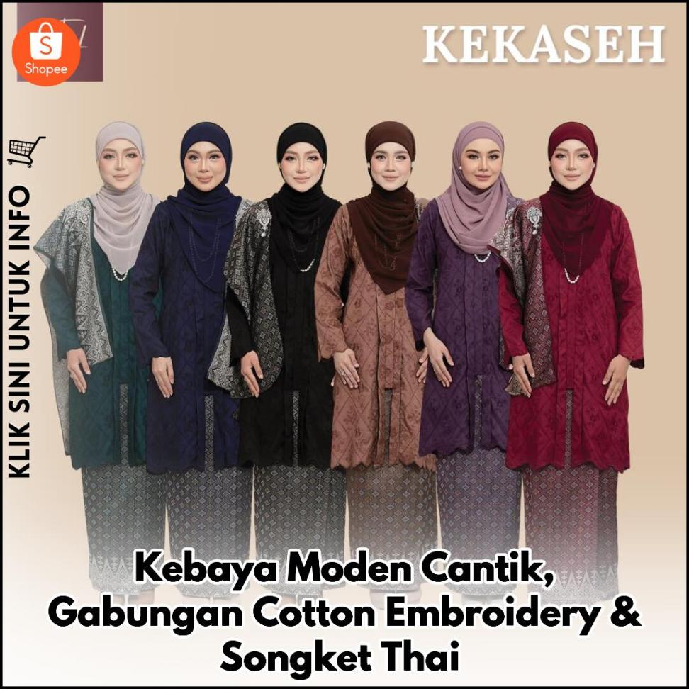 Kebaya Moden Cantik, Gabungan Cotton Embroidery & Songket Thai