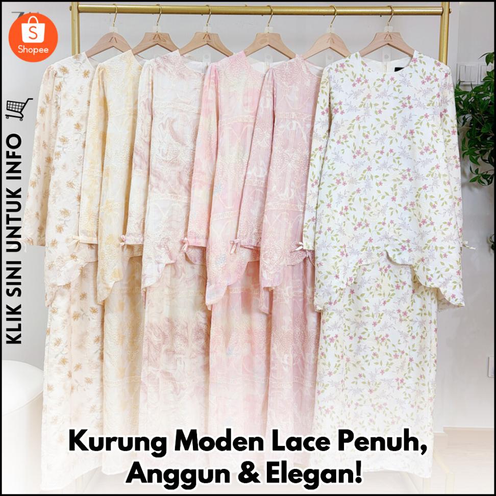 Kurung Moden Lace Penuh, Anggun & Elegan!