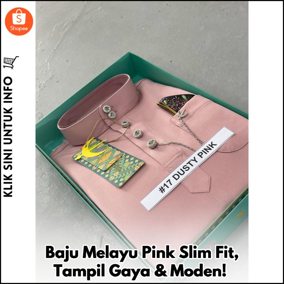 Baju Melayu Pink Slim Fit, Tampil Gaya & Moden!