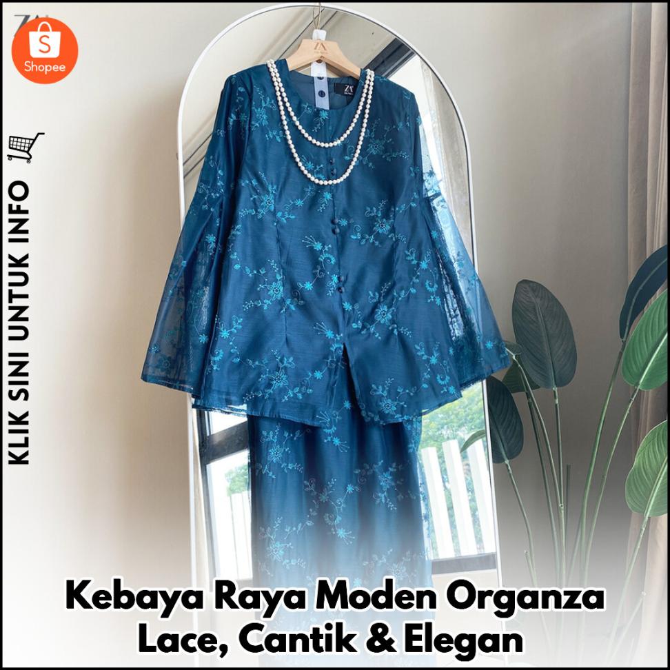 Kebaya Raya Moden Organza Lace, Cantik & Elegan