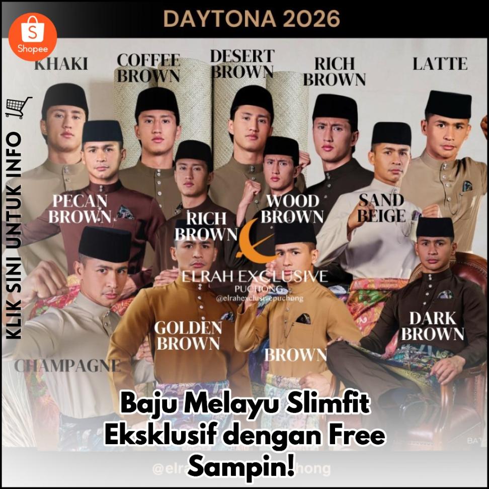 Baju Melayu Slimfit Eksklusif dengan Free Sampin!