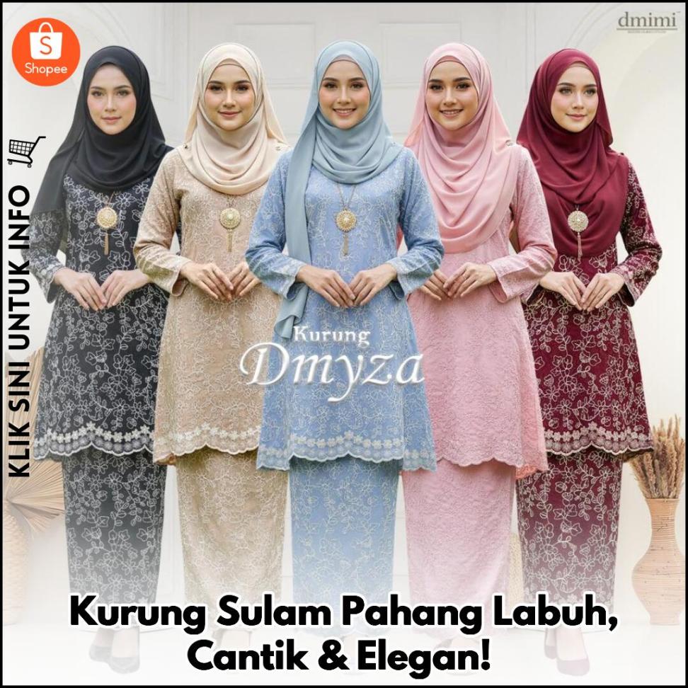 Kurung Sulam Pahang Labuh, Cantik & Elegan!