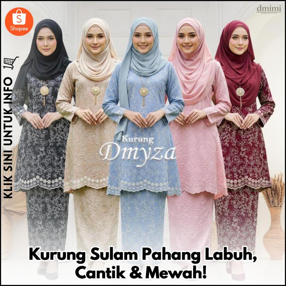 Kurung Sulam Pahang Labuh, Cantik & Mewah!
