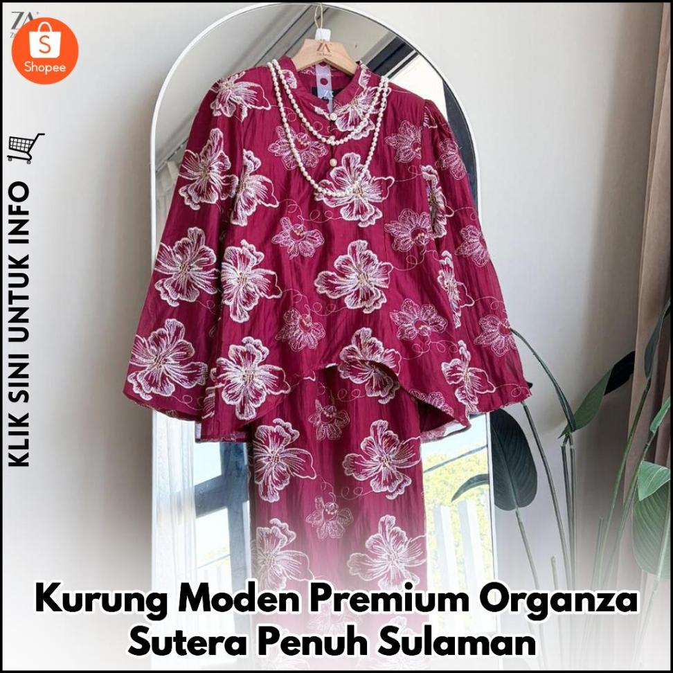 Kurung Moden Premium Organza Sutera Penuh Sulaman