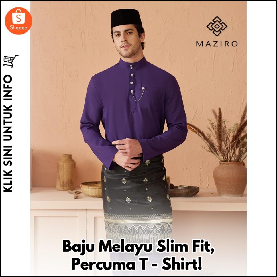 Baju Melayu Slim Fit, Percuma T-Shirt!