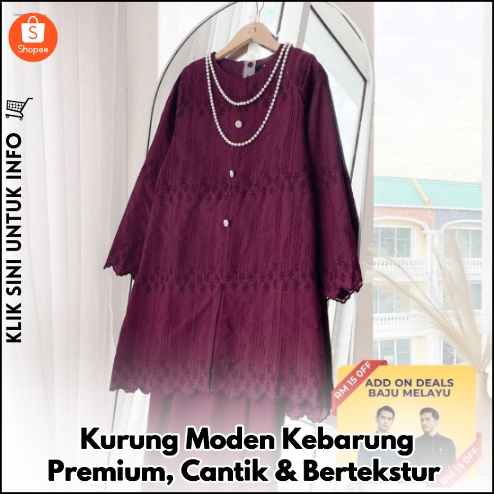 Kurung Moden Kebarung Premium, Cantik & Bertekstur