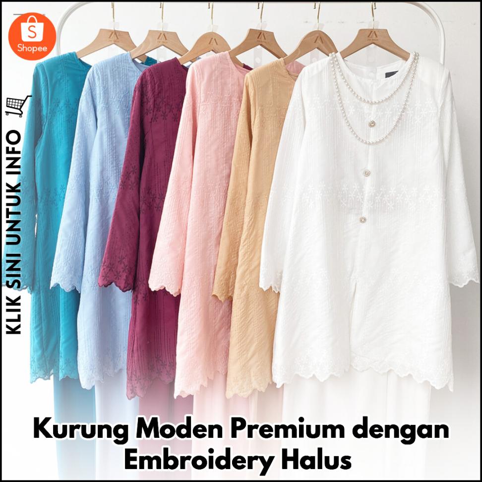 Kurung Moden Premium dengan Embroidery Halus