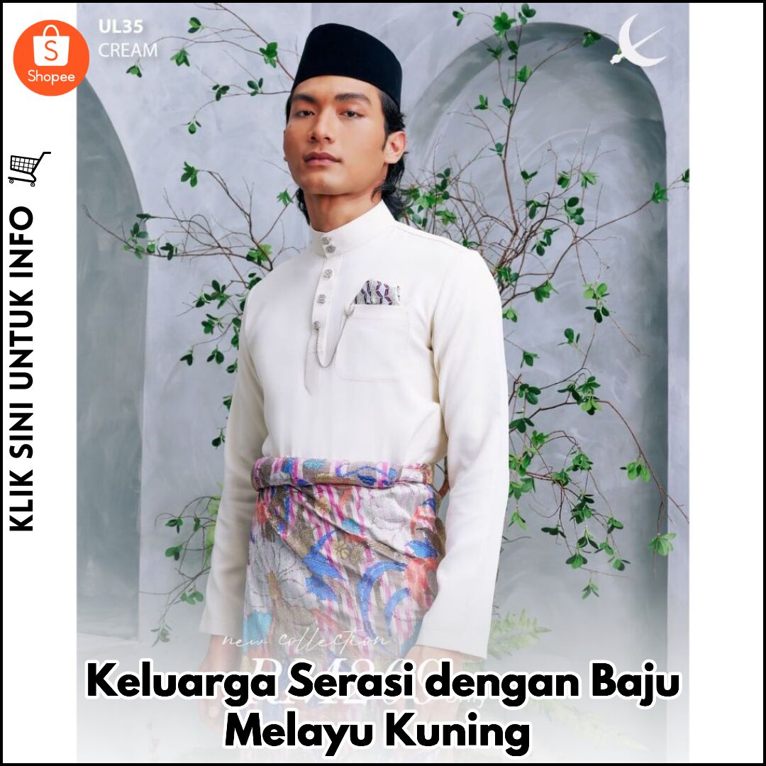 Keluarga Serasi dengan Baju Melayu Kuning