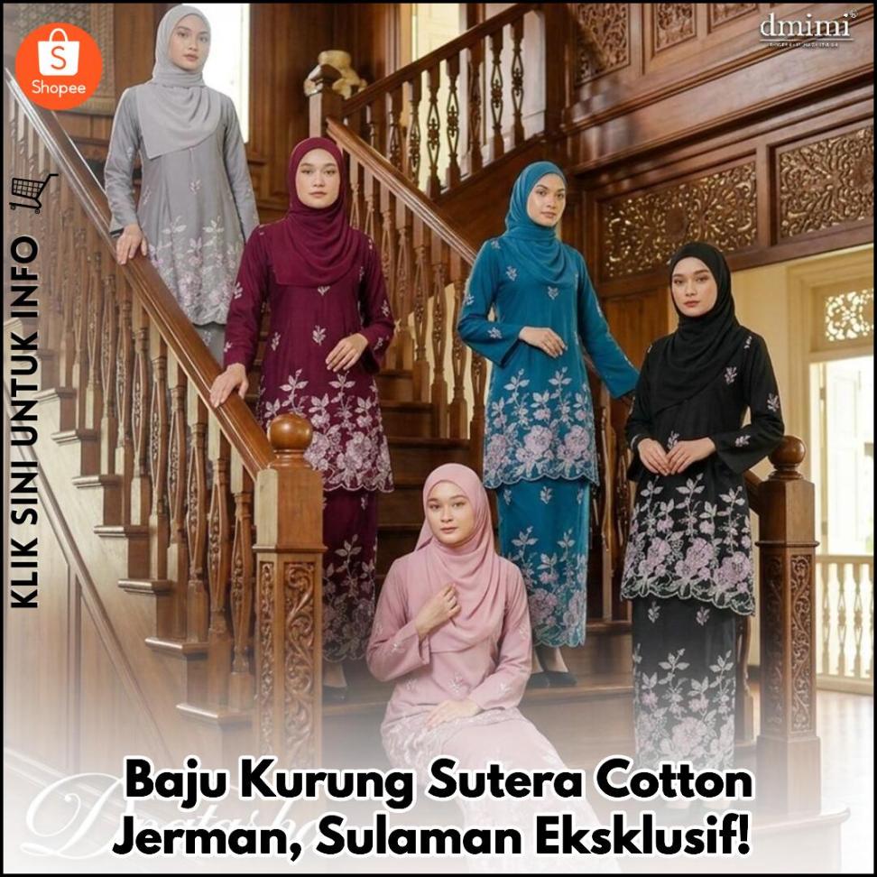 Baju Kurung Sutera Cotton Jerman, Sulaman Eksklusif!