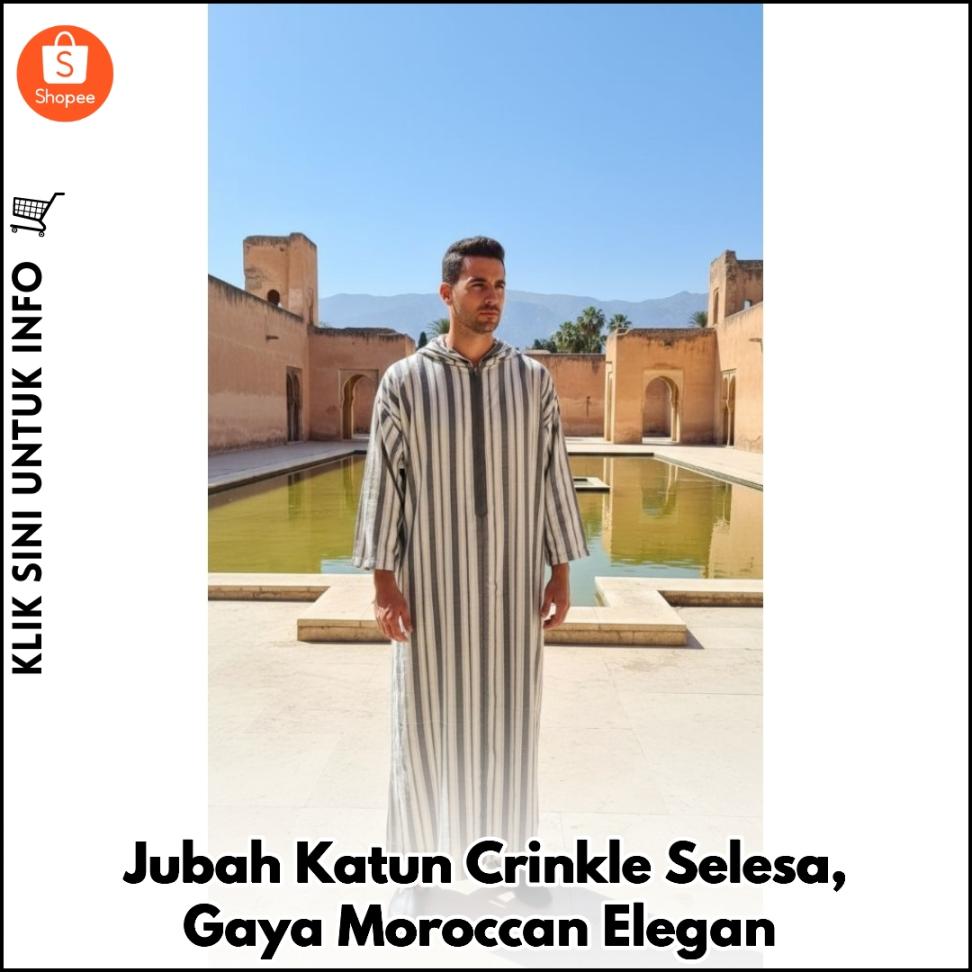 Jubah Katun Crinkle Selesa, Gaya Moroccan Elegan