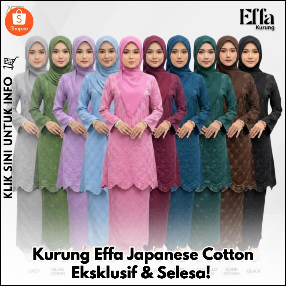 Kurung Effa Japanese Cotton Eksklusif & Selesa!