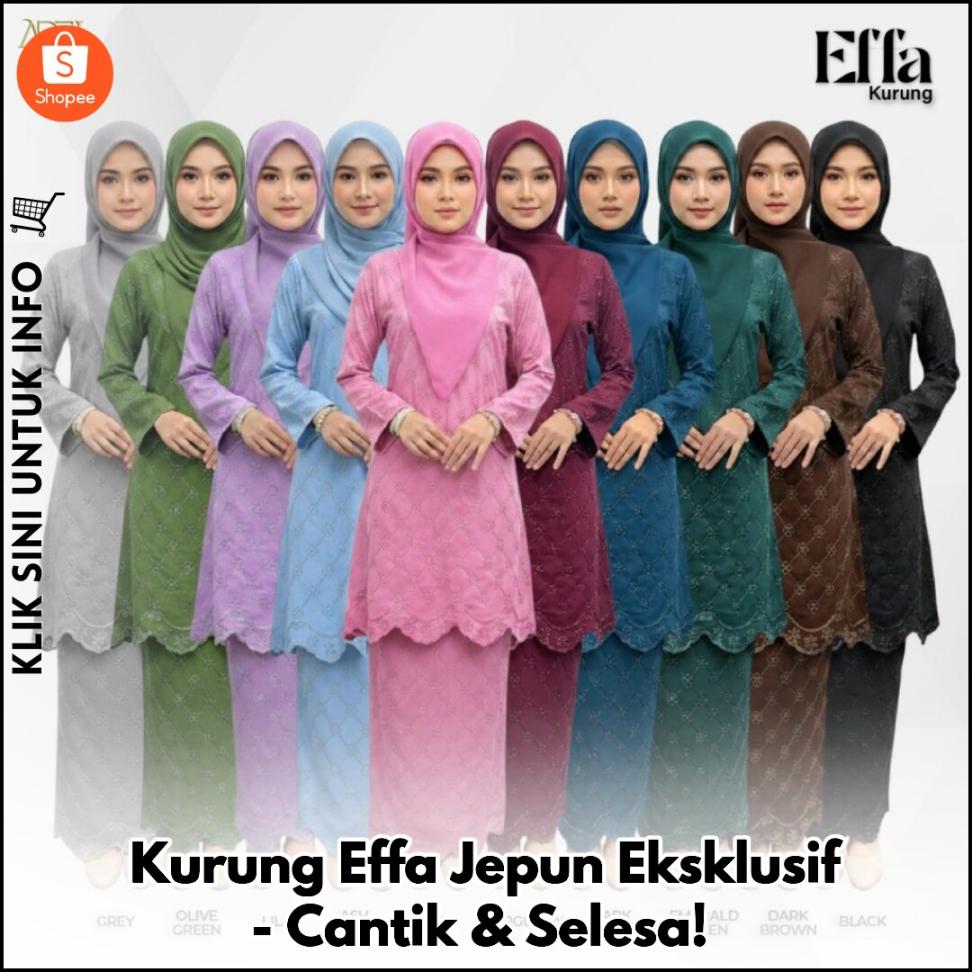 Kurung Effa Japanese Cotton Eksklusif & Selesa!