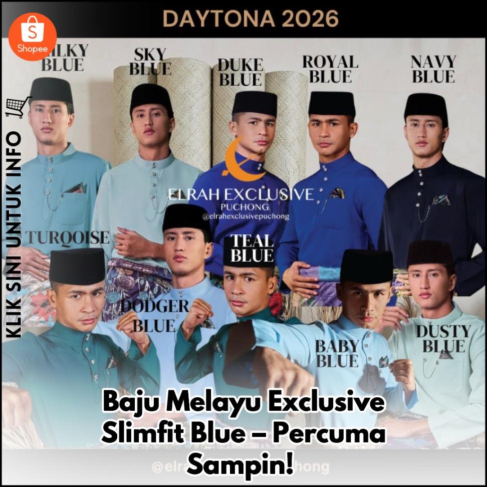 Baju Melayu Exclusive Slimfit Blue – Percuma Sampin!