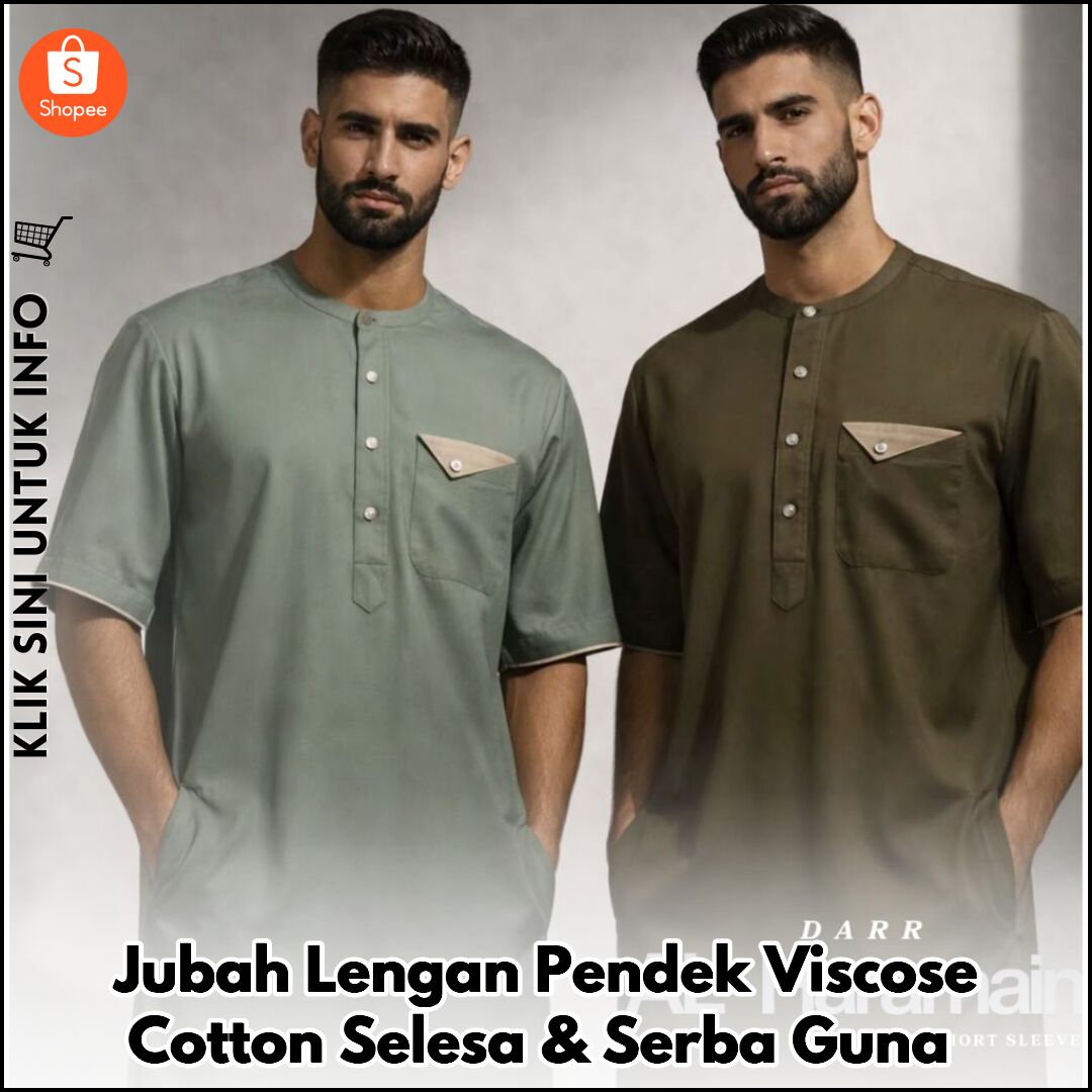 Jubah Lengan Pendek Viscose Cotton Selesa & Serba Guna