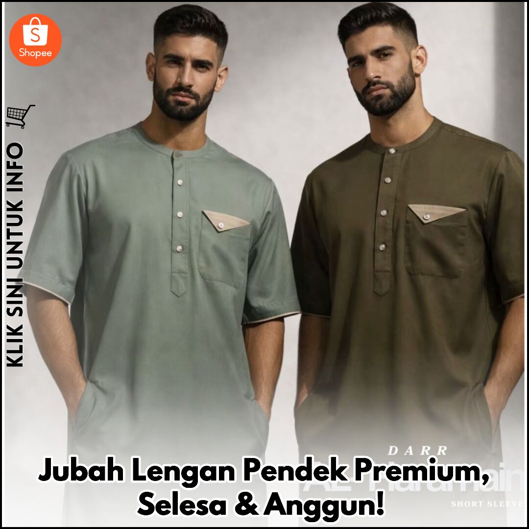 Jubah Lengan Pendek Premium, Selesa & Anggun!
