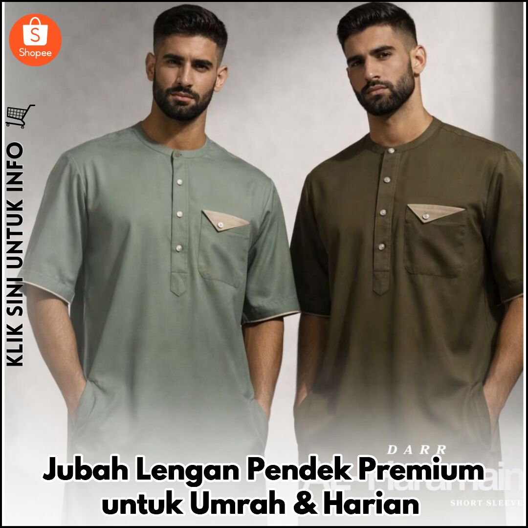 Jubah Lengan Pendek Premium untuk Umrah & Harian