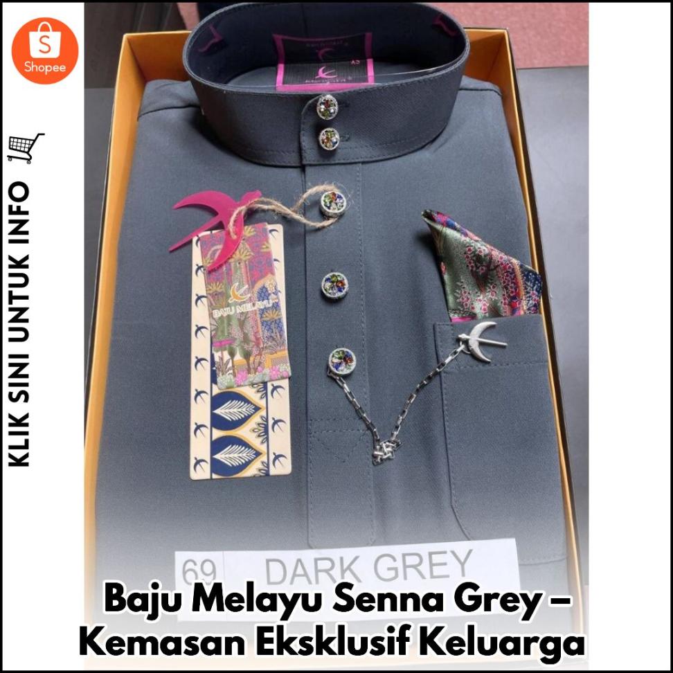 Baju Melayu Senna Grey – Kemasan Eksklusif Keluarga