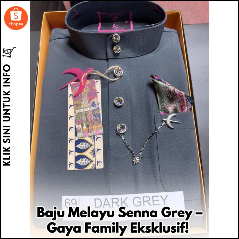 Baju Melayu Senna Grey – Gaya Family Eksklusif!