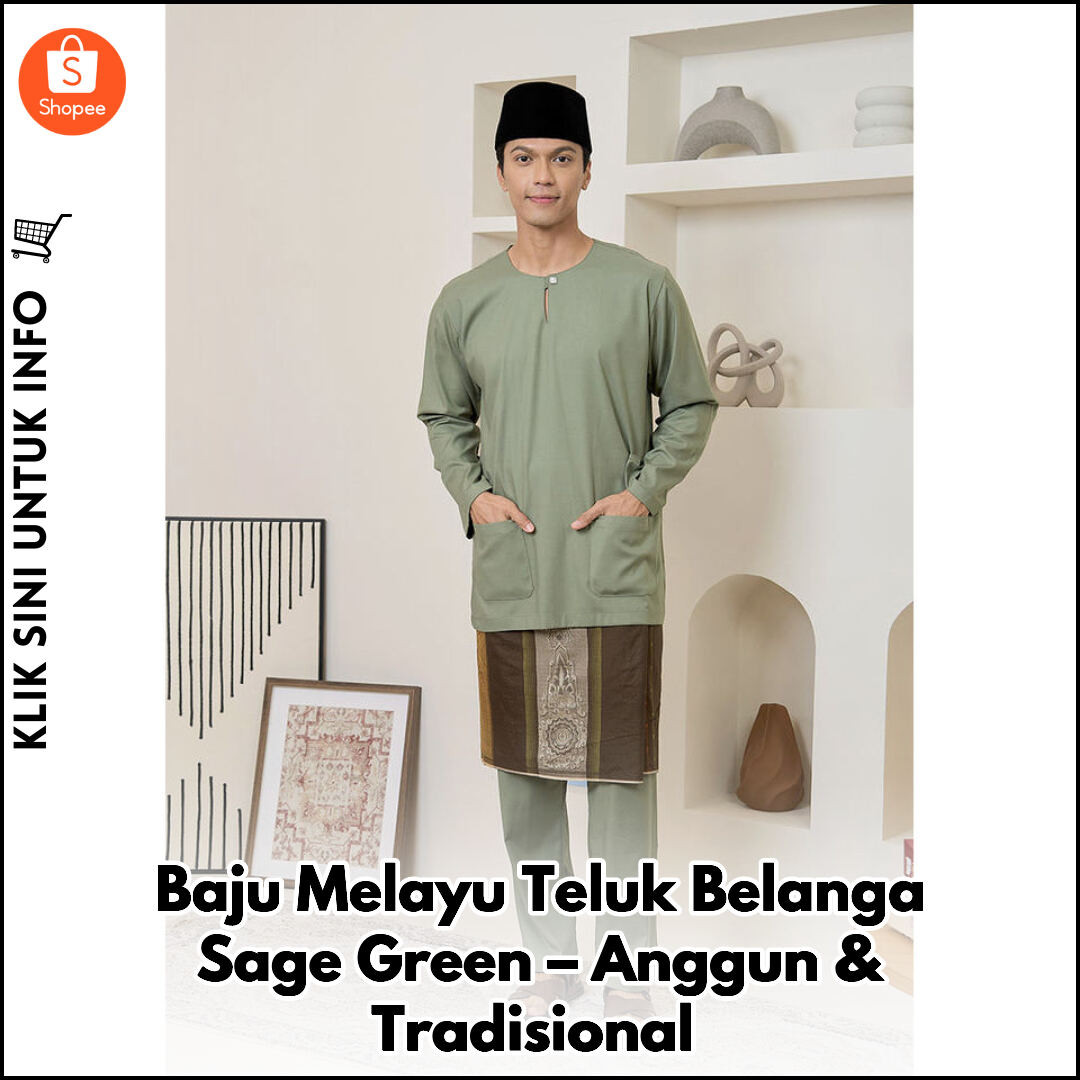 Baju Melayu Teluk Belanga Sage Green – Anggun & Tradisional