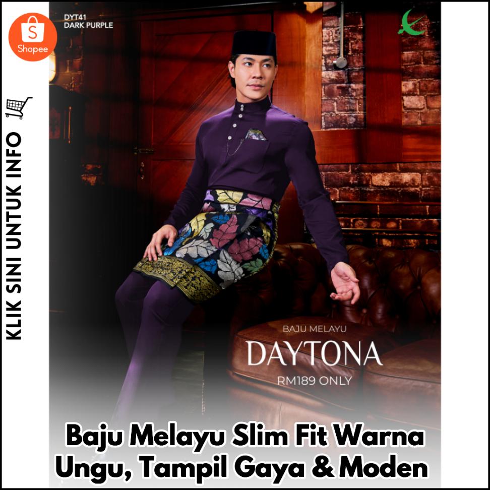 Baju Melayu Slim Fit Warna Ungu, Tampil Gaya & Moden