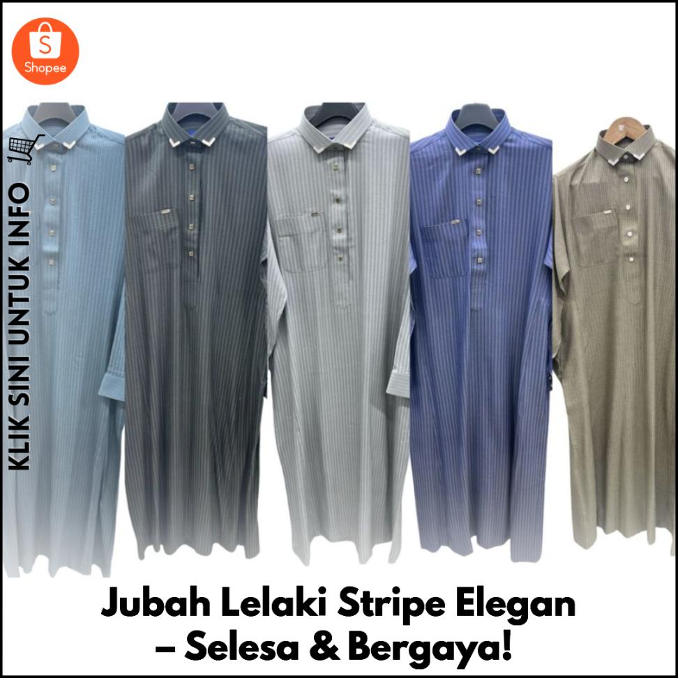 Jubah Lelaki Stripe Elegan – Selesa & Bergaya!