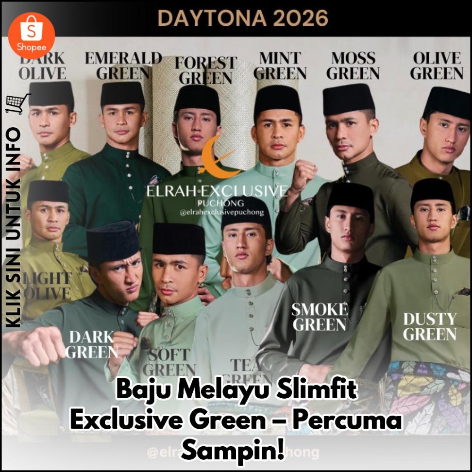 Baju Melayu Slimfit Exclusive Green – Percuma Sampin!