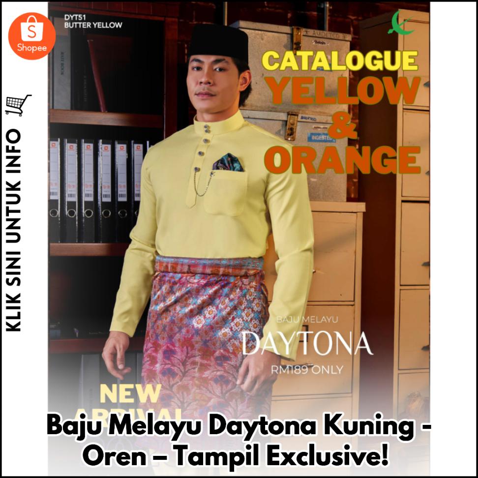 Baju Melayu Daytona Kuning-Oren – Tampil Exclusive!